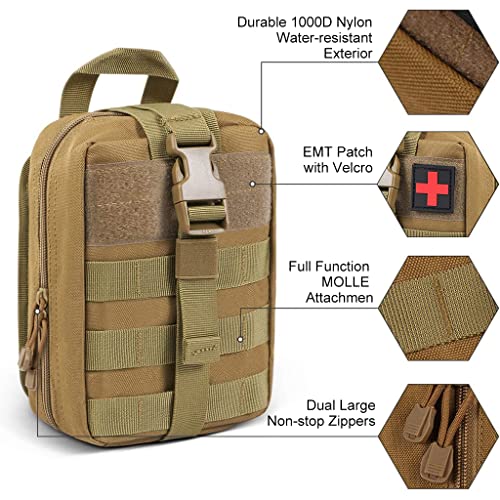 PALAY® Metallic Medical Molle Pouch Tactical,1000D Nylon First Aid Pouch,Big Capacity EMT Pouch Utility,Heavy Duty Military Grade Rip Away Ifak Pouch for Home and Outdoor Activities