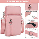 PALAY® Crossbody Phone Bag for Women Mini Wallet Shoulder Crossbody Phone Bag with Earphone Cable Hole Wallet Clutch Bag for Women, Phone Bag for 7.2'' Phone, Pink