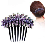 PALAY® Purple Leaf Hair Clips for Women Flower Hair Comb Pins Slide Hair Clips for Girls Crystal Barrettes Bridal Charm Hair Accessories(Purple)