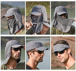 PALAY® Men Wide Brim Foldable Sun Cap for UV Protection Fishsing Outdoor -Deep Grey