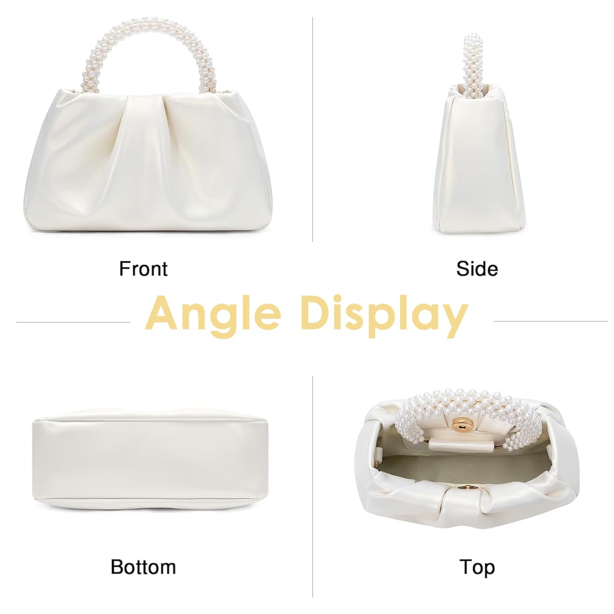 PALAY Evening Purse for Women featuring Faux Pearl Handle and Glossing Crinkle PU Design