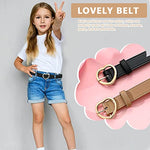 PALAY® Kids Belt for Girls 6-12, 2Pcs Fashion Girls Belt PU Leather Hollow Heart Metal Buckle Belt for Girl Jeans Dress Pants Gift (Black & Brown, Suit for Waist 26-30")