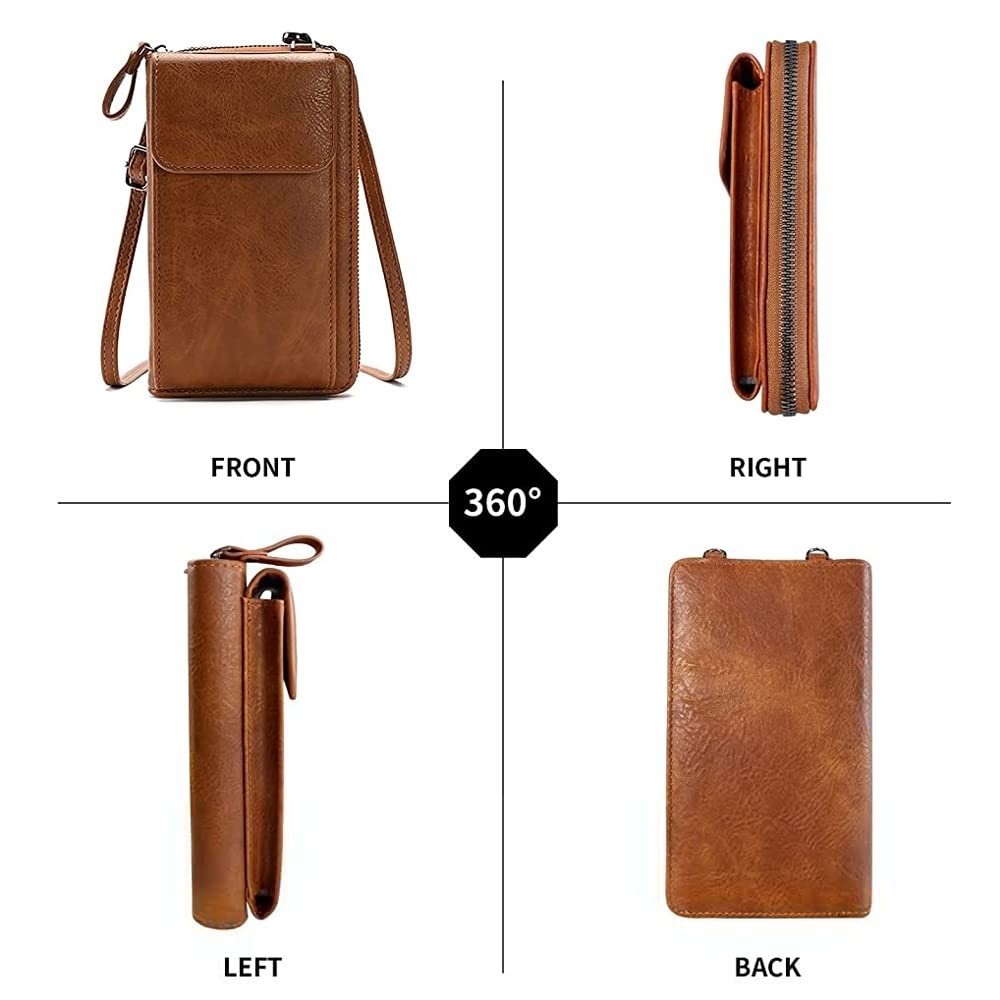 PALAY Crossbody Bags for Women with 11×4×18cm Capacity and Front Phone Pocket | Vintage Brown