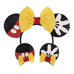 PALAY® Girls Headband Hair Clips Set Sequin Micky Mouse Bow Headbands Kawaii Bow Mouse Ear Headpieces Cosplay Costume Prop Hair Accessories for Girls
