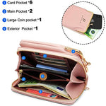 PALAY® Women Crossbody Phone Bag Ladies Wallet Small Soft PU Leather Cell Phone Purse Mini Shoulder Bag with Strap Card Slots (Pink)