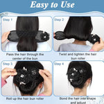 PALAY® Hair Bun Accessories for Women and Girls Floral Pearl Magic Maker for Long Thick Flawless French Clips Elegant Headpiece Birthday Gift 3 PCS