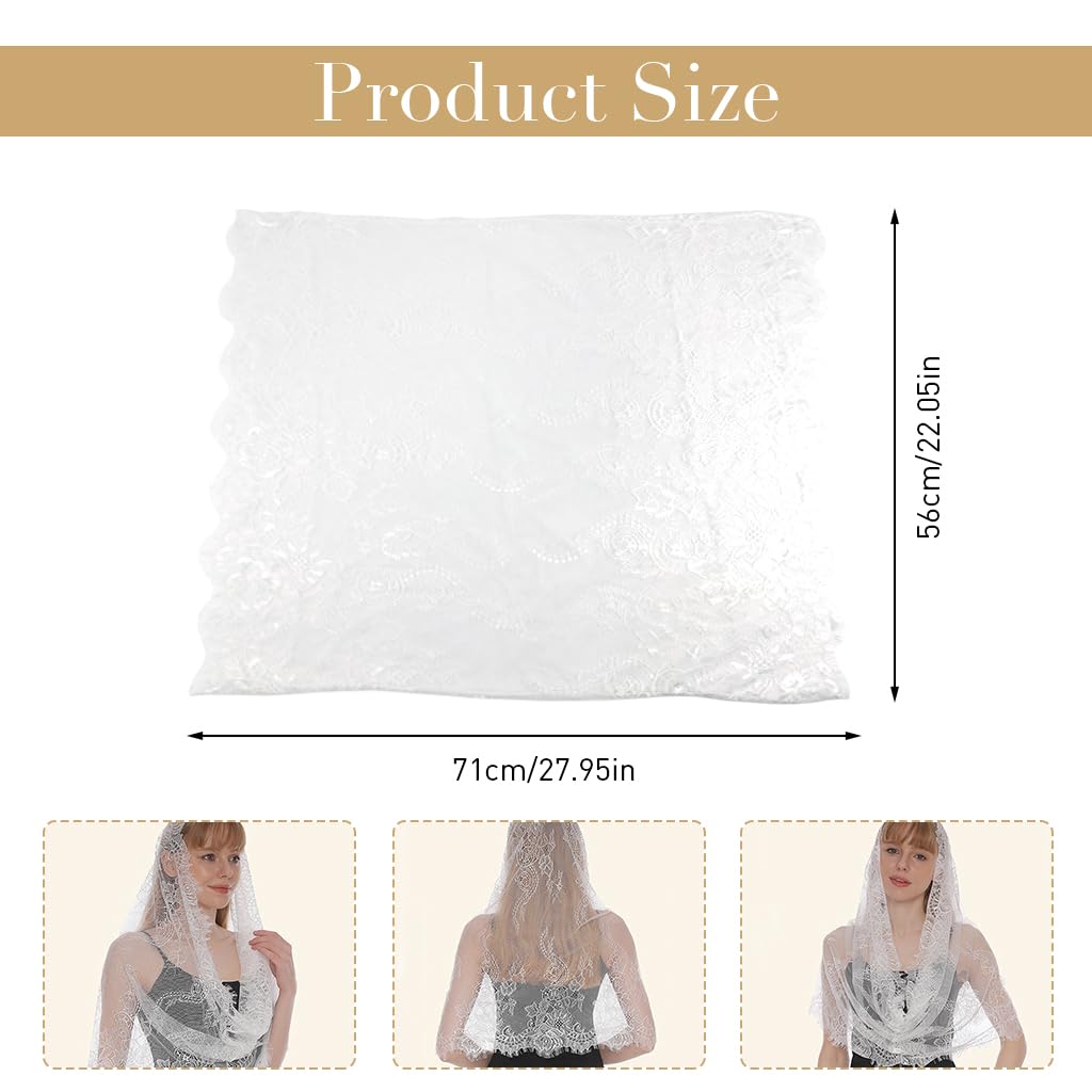 PALAY Spanish Style Lace Mantilla Veil for Women with Embroidery | Traditional Church Head Scarf