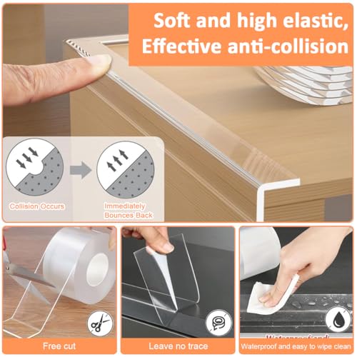 PALAY® Protector de Borde A Prueba de Bebé para Bebé de 2m, Tira Protectora de Borde Transparente, Cinta Protectora de Borde Afilado, Parachoques de Esquina para Muebles, Fundas para Riel