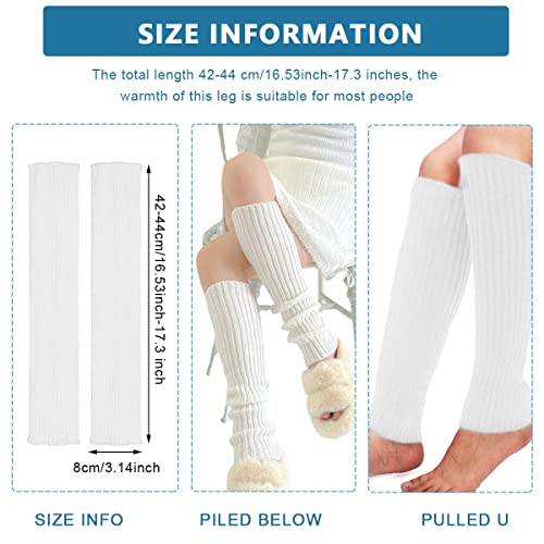 PALAY® Leg Warmers for Women Girls Knit Ribbed Leg Warmer Calf Cuffs Stocking 80s Fall Winter Boot Socks for Party Sports Yoga - Cream White