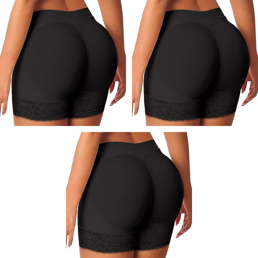 PALAY Womens Padded Underwear for 28‑30 in Waist with High Waist Hip Pad Enhancer | 3PCS Black