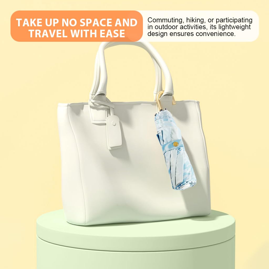 PALAY Umbrella for Sun Protection with 8 Fiber Ribs and 100cm Canopy | Golden Curved Handle