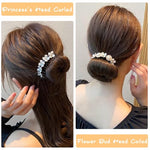 PALAY® 4pcs Hair Bun Maker for Hair Flower Pearl Easy Hair Bun Shaper Stylish Rhinestone French Hairstyle Twist Hair Bun Accessories for Women Girls Daily, Party, Wedding