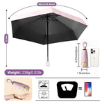 PALAY Mini Sun Umbrella for Travel with 6 Strong Ribs and Rubberized Loop Handle | 2 PCS