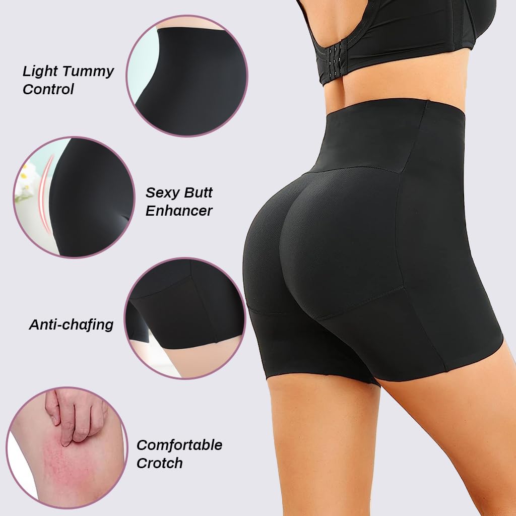 PALAY Butt Lifter Padded Underwear for Women with 3D Hip Pads and High Waist Control | Black