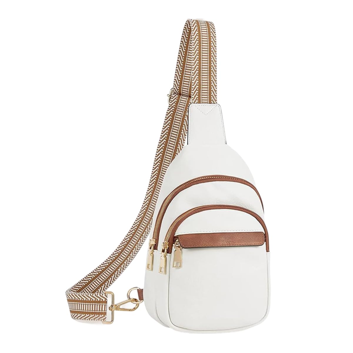 PALAY Chest Bag for Women with Triple Zipper Layers and Adjustable Strap | PU Leather 6.69x3.15x10.24 in