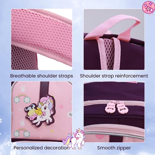 PALAY® Unicorn Bags for Girls Kids Cartoon Print Lightweight Backpack for School, Travel, Camping, Burden-relief School Bag For Girls 3-7 Years Old