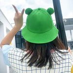 PALAY® Bucket Sun Hat for Women GirlAdult Cute Frog Bucket Hat Summer Outdoor Foldable Fisherman Hat（Green）