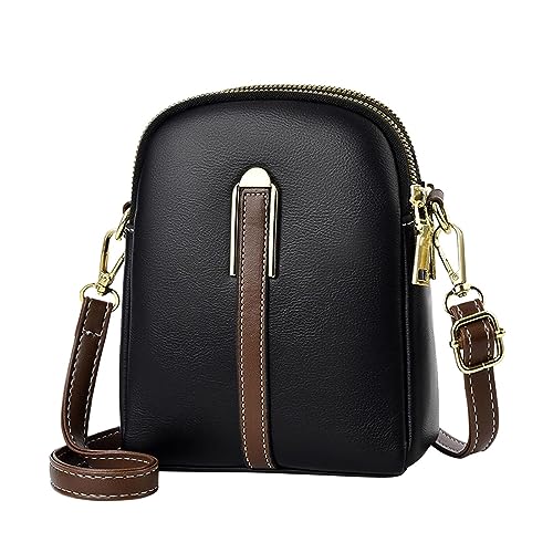 PALAY® Sling Bag Stylish PU Women Crossbody Phone Bag Double Layer Daily Casual Shoulder Bag with Detachable Belt & Zipper Pouch Gift for Mother's Day Gift