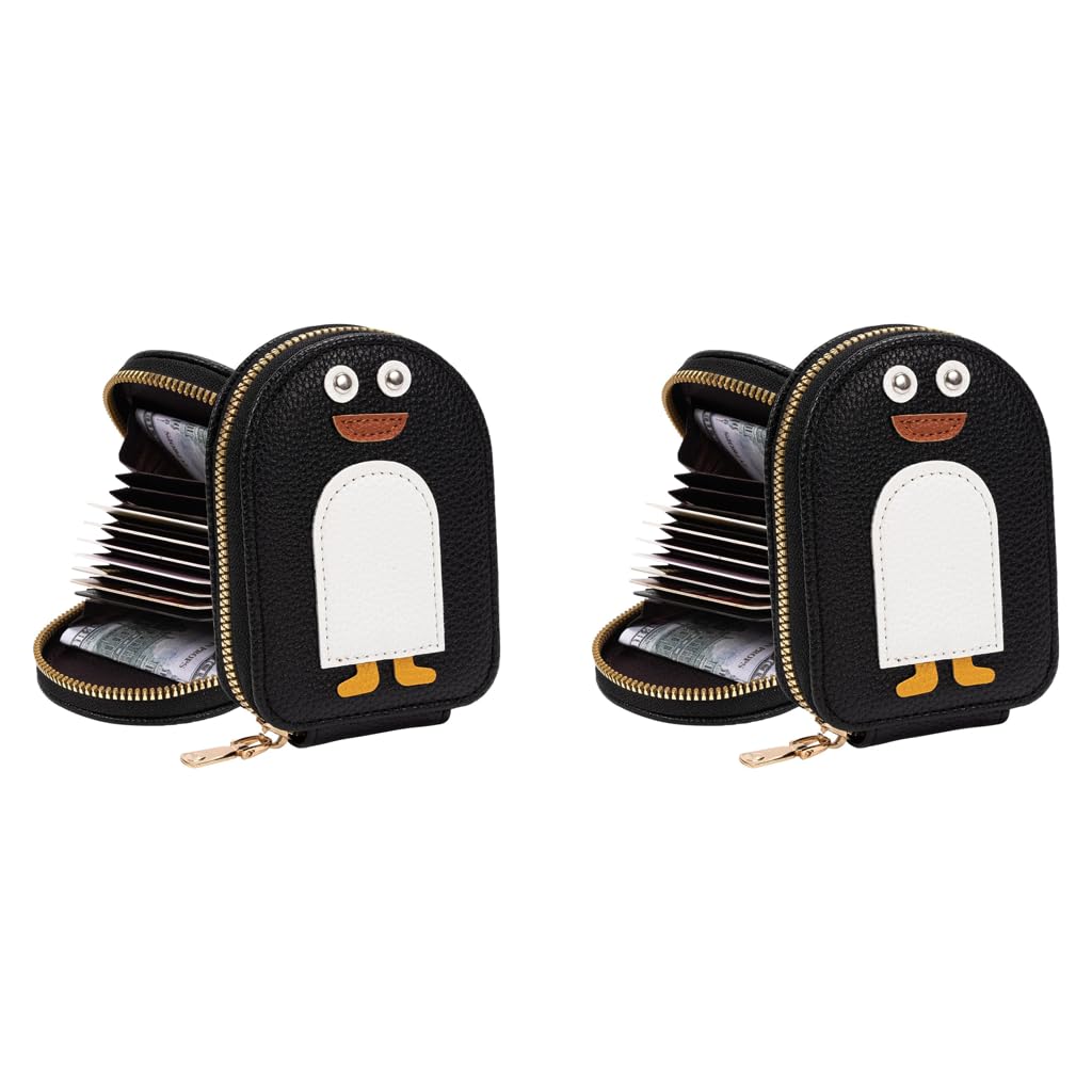 PALAY Card Bag for Travel with 8 Slots and 2 Compartments in PU Penguin Print | RFID Wallet