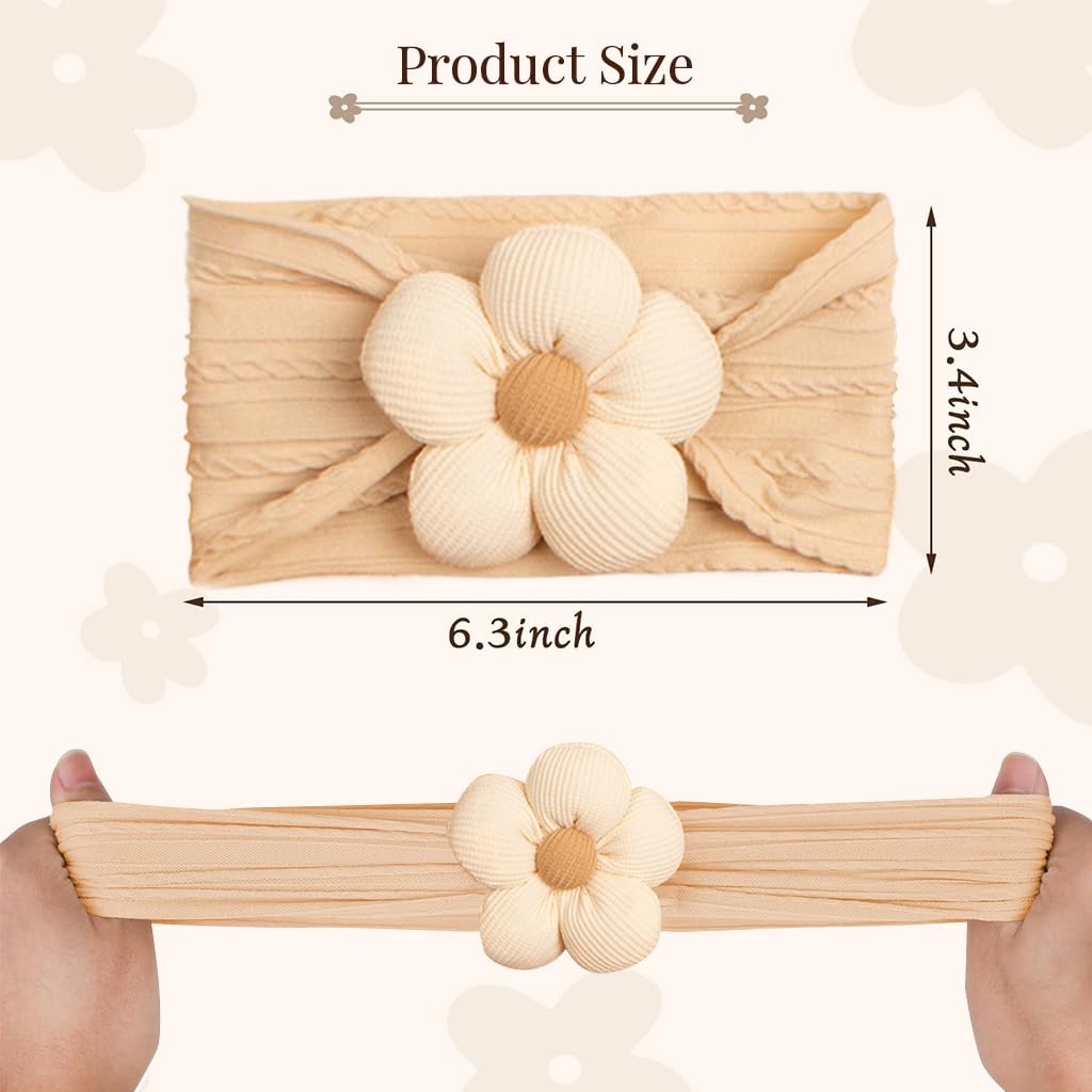 PALAY® 5 Pcs Baby Flower Headbands Baby Girls Nylon Headbands Soft Hairbands Hair Accessories for Newborn Infant Toddler Kids