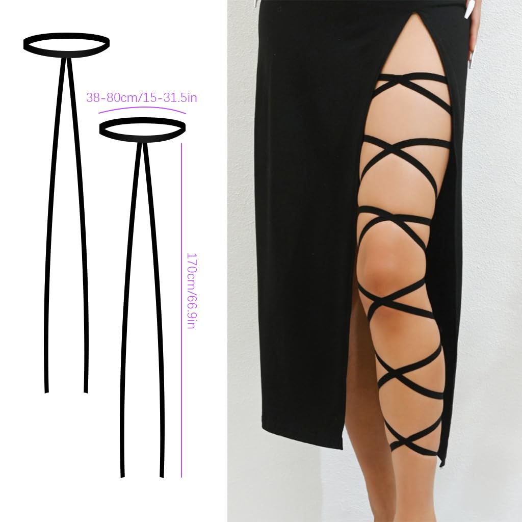 PALAY® Leg Wraps One Pair of Non-Slip Black Leg Wraps Stylish Women Stretchy Leg Wrap Ribbons