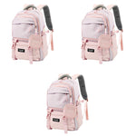 PALAY Girls Backpack for School and Travel with Padded Straps & Multi Compartments | Pink Nylon 3 PCS Set