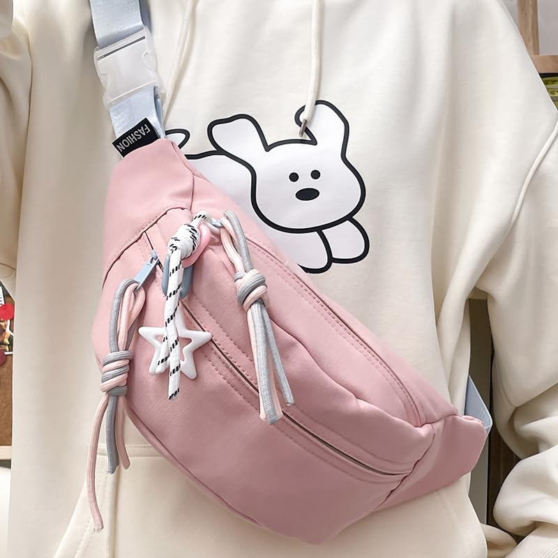 PALAY Waist Bag for Travel with Double Layer Storage featuring Waterproof Nylon Pink Design