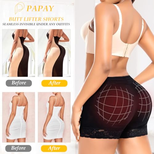 PALAY® Padded Underwear for Women Butt Lifter Seamless Booty Pads Panties Butt Enhancer Lace Boyshorts Shapewear, XL