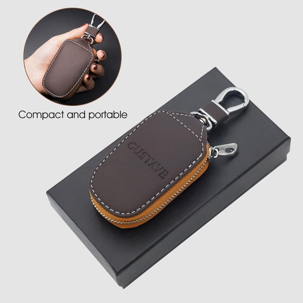 PALAY® Brown PU Leather Car Key Case Smart Holder Protection with Chain Bag,Coin Holder,Auto Remote Keyring Wallet