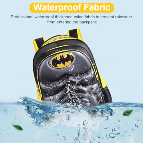 PALAY® School Kids Backpack 3D Cartoon Batman Print Hard Shell Backpack Lightweight School Backpack Padded Shoulder Strap And Lift Handle Waterproof School Backpack School Gift for Kids 6-10 Years Old