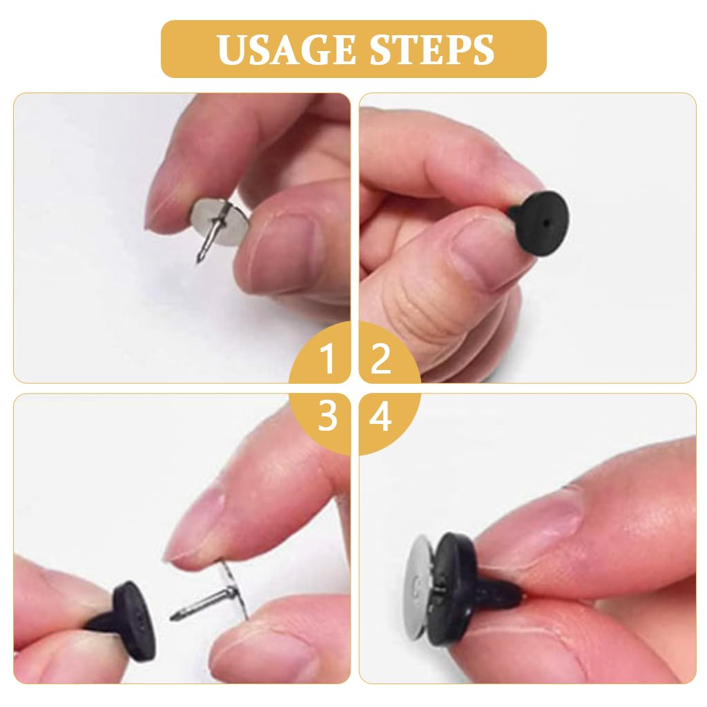 PALAY Rubber Pin Backs for DIY Crafts with Push Pull Locking Design 50 Pairs 10mmx9mm