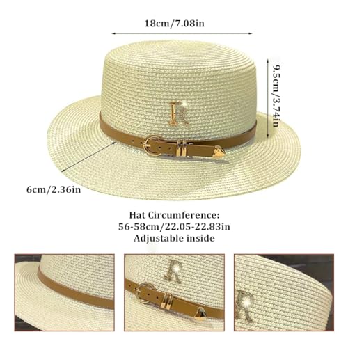 PALAY® Straw Hat Bucket Hat for Women Foldable Summer Sun Hat Wide Brim Flat Top Cap Beach Hat for Women Ladies Outdoor UV Protection - Milk White