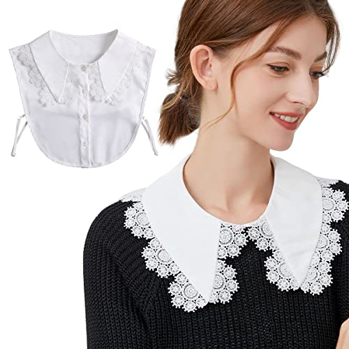 PALAY® Fake Collar for Shirt Elegant Lace Edging Half Shirts False Shirt Collar Detachable Blouse Collar for Women, Fashion Fake White Collar for Tops