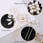 PALAY® Flower Hair Accessories for Women Pearl Crystal Rhinestone Hair Pins for Women Stylish Hair Comb Clip Bridal Hair Bun Accessories for Wedding, Daily, Party - 5 Pcs