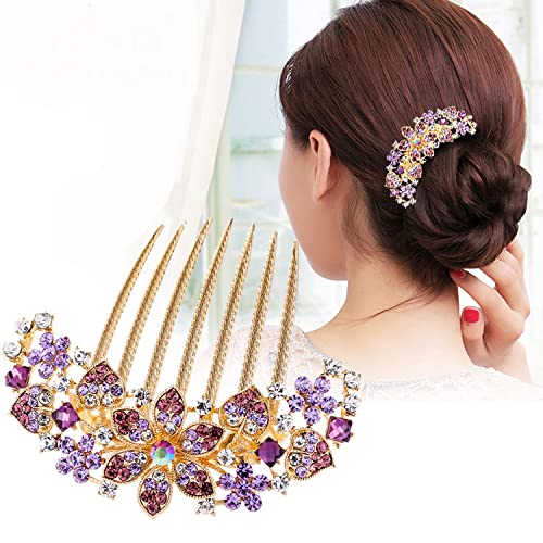 PALAY® Metal Hair Clips for Women Stylish Latest Rhinestone 7-Claw Side Comb Clips for Hair for Women, Non-slip Bun Hair Comb Pin Hairpin Hair Accessories Ladies Gift