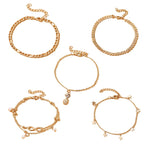 PALAY® Tobilleras bañadas en oro de 14 quilates para mujer, impermeables, pulseras de tobillo para mujer, pulseras de tobillo de eslabones cubanos de espiga para mujer, juego de tobilleras