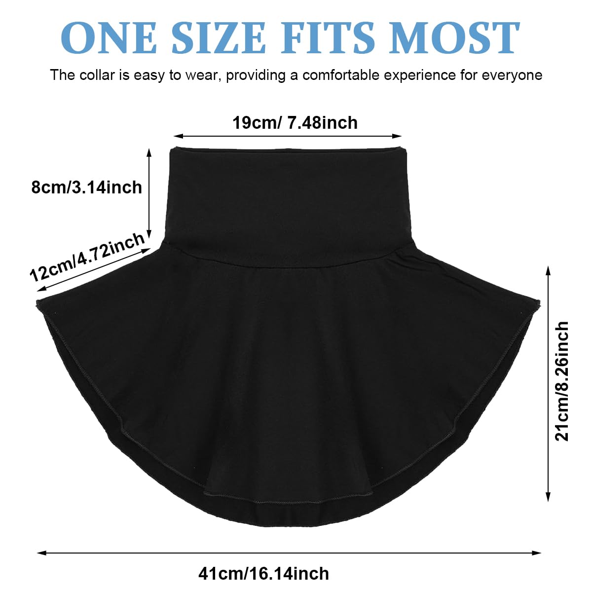 PALAY Fake Collar for Shirt with 4 Button Design and Chiffon Lace Edging | One Size 43cm