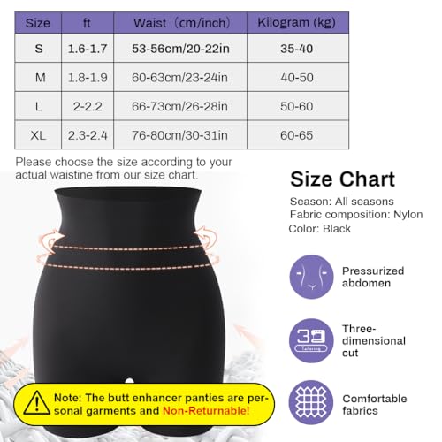 PALAY® Butt Lifter Padded Underwear for Women Hip Pads Enhancer Shapewear Shorts Seamless Tummy Control Panties Shaper Fake Pad, XL Black