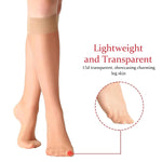 PALAY Womens Sheer Knee High Stockings for Travel with Non Slip Fit and Beige Nylon Comfort