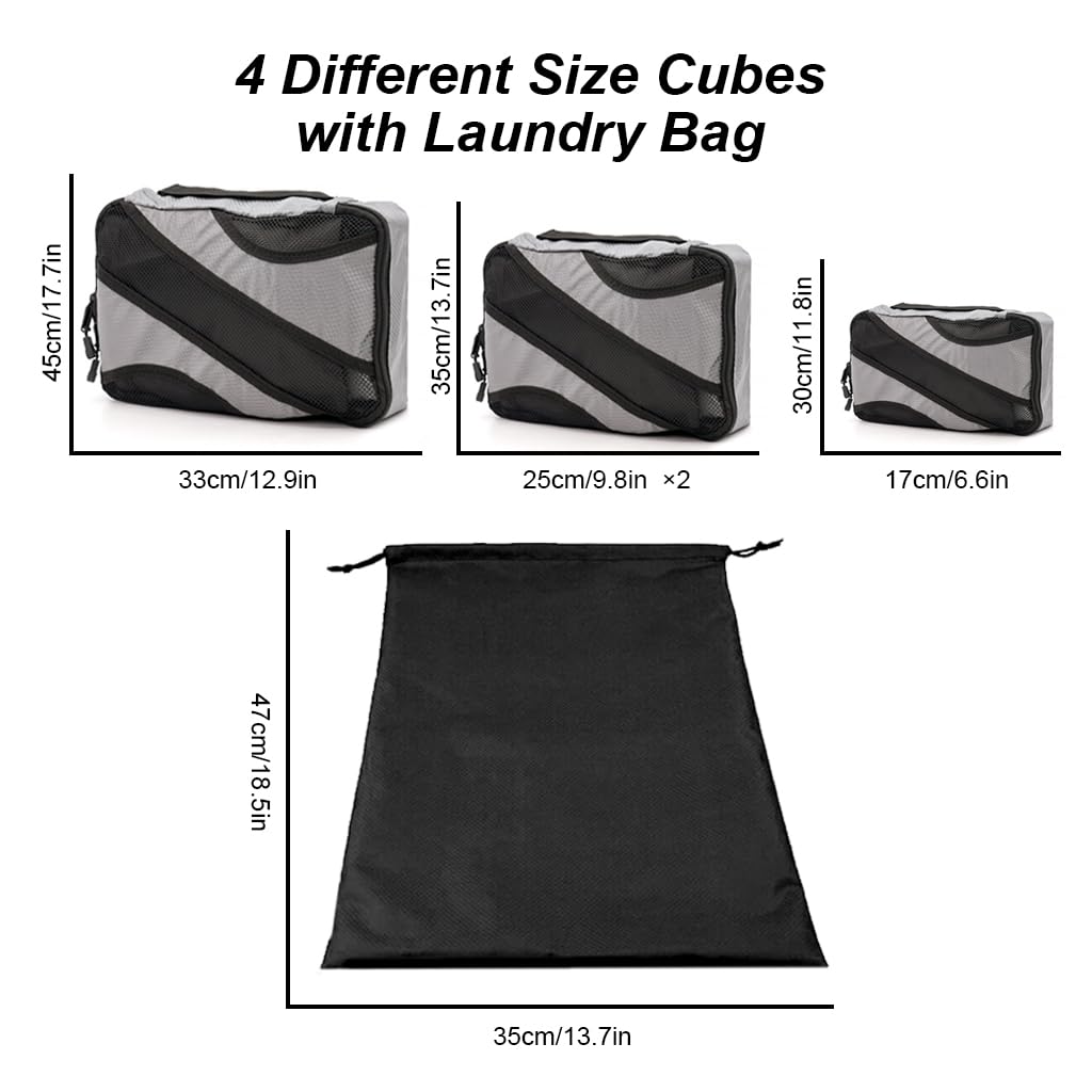 PALAY Travel Organizer Bag Set for Luggage with 4 Sizes Dual Zipper Mesh Pouch Bags