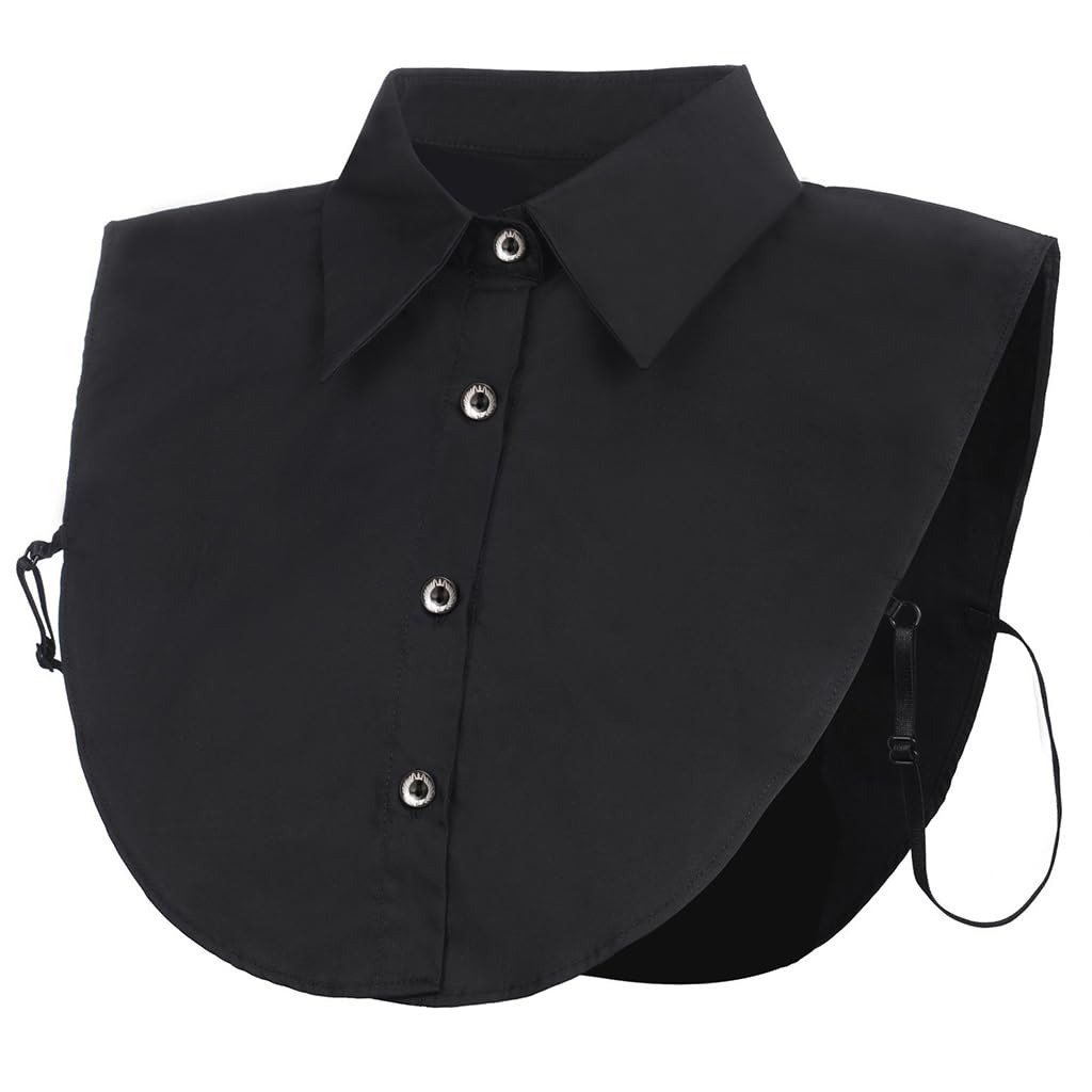 PALAY® Detachable Collar for Women Black Fake Collar Cotton Half Shirt False Collar Detachable Collar Shirt for Office Women, Lady Detachable Dickey Tops Collar for Girls and Women