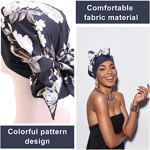 PALAY® Chiffon Head Scarf for Women Stretchy Headwear Fashion Floral Print Headwrap Chemo Cap Headwear Hair Turban Cap for Women Headwear