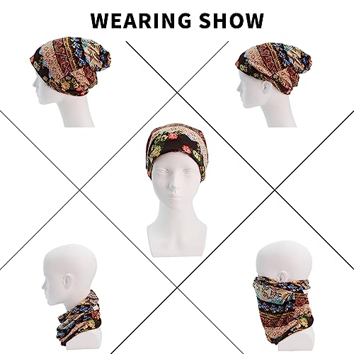 PALAY® Slouchy Chemo Cap Beanie Cap for Women, Boho Print Bandanas Skull Cap, Fashion Soft Stretch Chemo Scarf, Casual Saggy Head Scarves for Women - All Seasons Use