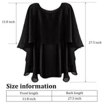 PALAY® Chiffon Shawl Wraps Capelet Formal Cover Up for Evening Dresses Black Sheer Party Wedding Capes for Women Off-shoulder Sun Protection Coverup Top for Beachwear, Gown, Strapless