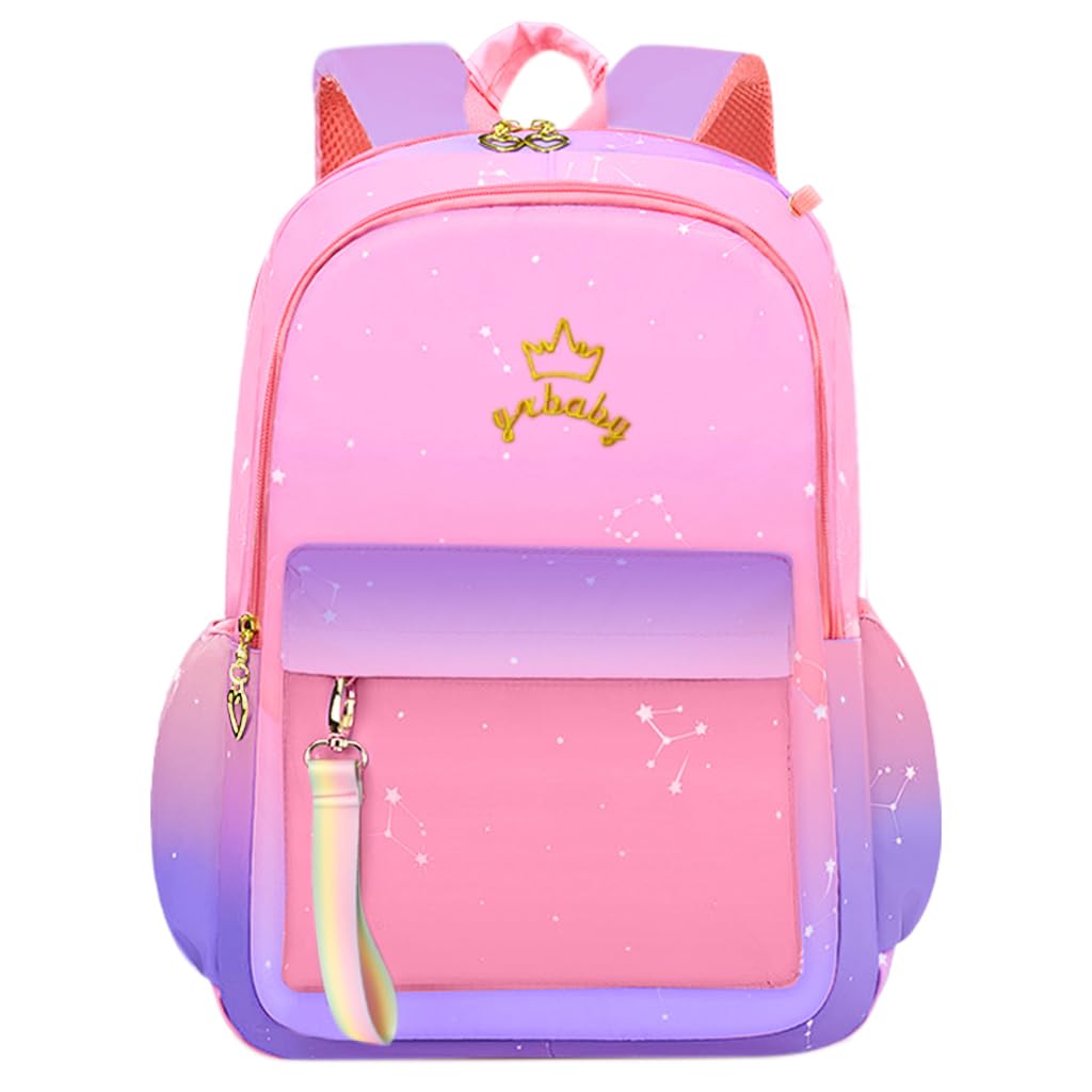 PALAY Large Gradient Purple Fashion Backpack for School Girls 6–12 with Padded Straps and 32×18×44 cm Multi‑Layer Design