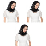PALAY Triangle Lace Mantilla Veil for Church and Wedding featuring Rose Embroidery Tassel | 3PCS Black Set
