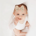 PALAY Baby Headband Set for Newborn Girls with Soft Elastic Nylon Bows | 4pcs Multicolor