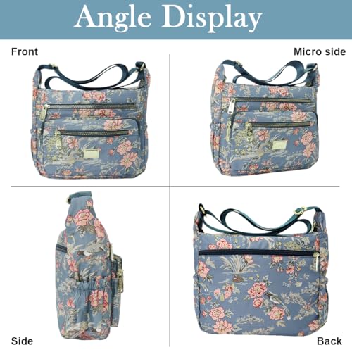 PALAY® Crossbody Bag for Women Nylon Shoulder Floral Multi-Pocket Purse 3 PCS