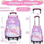 PALAY® Unicorn Print School Backpack for Girls Travel BackPack for Girl School Bag on Wheel Detachable Wheel Stand Gift School Bag for Girls Primary Student