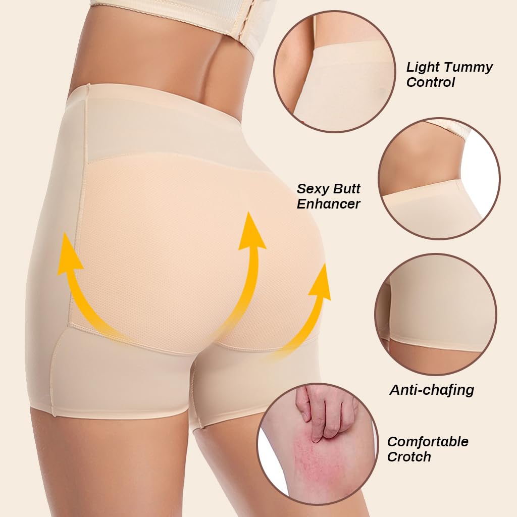 PALAY Butt Lifter Padded Underwear for Women with 3D Hip Pads | Seamless Tummy Control 2PCS